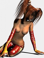 A cute 3D teengirl in her tight red latex pants